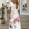 2023 Spring Printed Dress Sexy Women Fashion Summer Short Sleeve Long Dress Women A-line Loose Robe Clothes Elegant  26019
