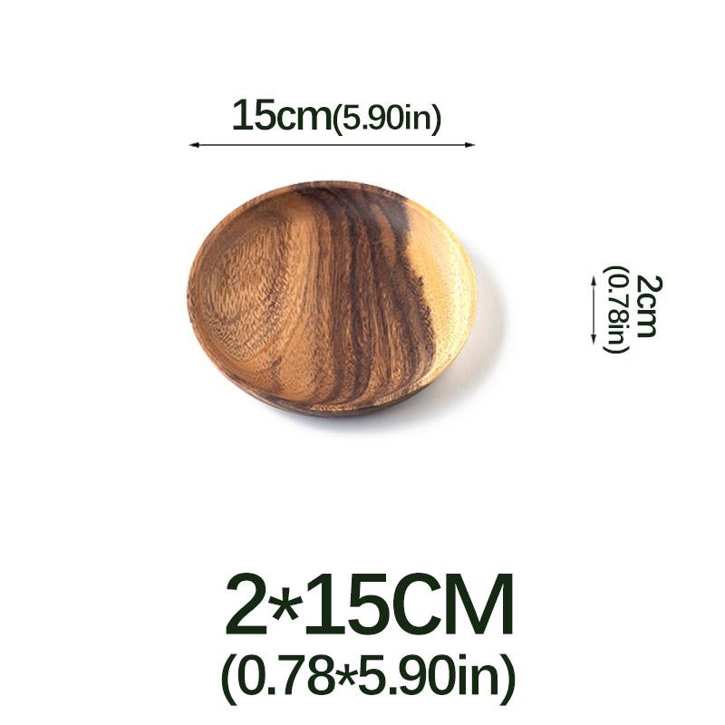 Natural Wood Hand-made Dinner PlatesUnbreakable Plate Sushi Dessert Fruit Bread Snack Tray Kitchen Bar Tableware Home Decoration