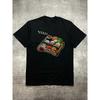 200 Grams Cotton Men's Black Round Neck Short Sleeve T-shirt, Cartoon Sushi Pattern, Hot Stamping Print, Daily Casual
