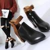 Autumn Women Ankle Boots Black Large Size Pointed Toe Fashion Boots Buckle Back Zip Casual Female PU Leather Boot