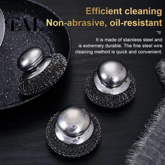 Heavy Duty Scrubber for Kitchen Stainless Steel Scrubber, with Ergonomic Handle, Portable Dishwashing Flexible Cleaning Brush, Pots Pans Grills