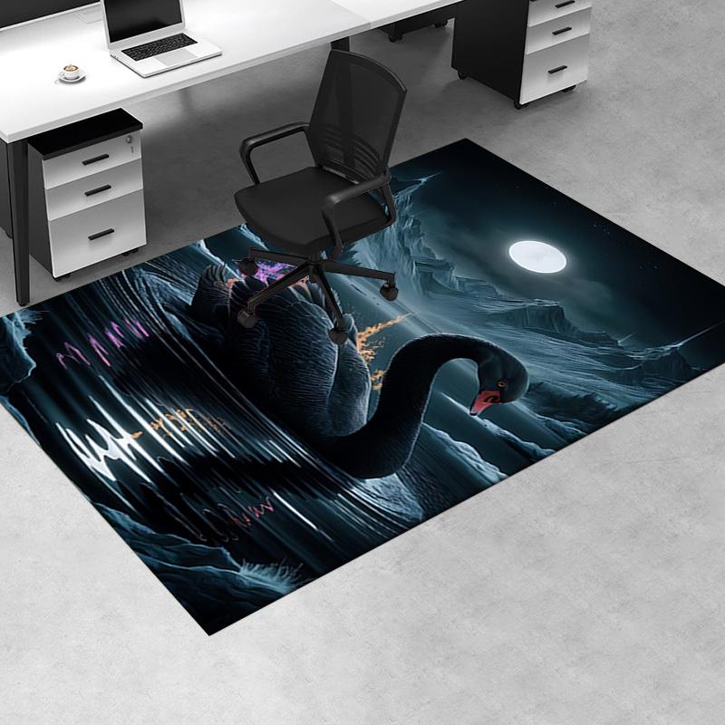 Black Swan Chair Mat: Office Carpet for Comfortable Seating, Perfect Gift for Home Decor and Various Rooms