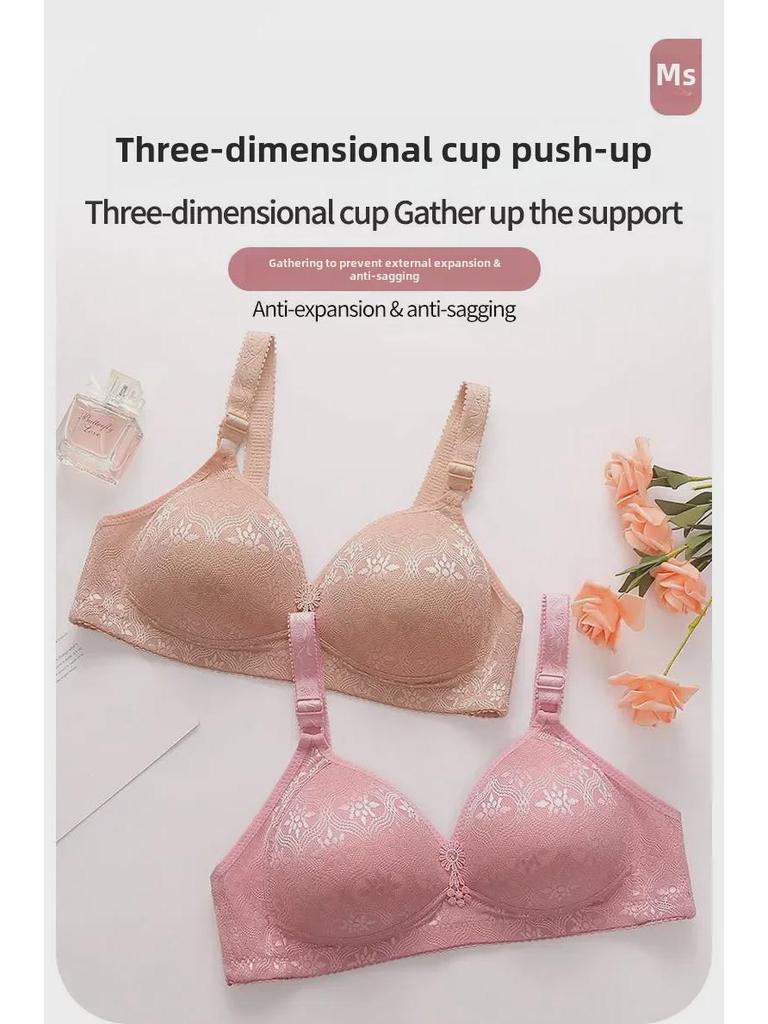 Большой жаккардовый бюстгальтер с тонкой чашкой, полностью закрывающий, без косточек, для людей среднего и пожилого возраста