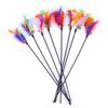 5pcs Funny Kitten Cat Teaser Interactive Toy Rod with Bell and Feather Toys For Pet Cats Stick Wire Chaser Wand Toy Random Color