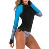 Женский купальник-комплект из двух предметов: длинный рукав rash guard и плавки с принтом и поясом на талии для пляжа летом