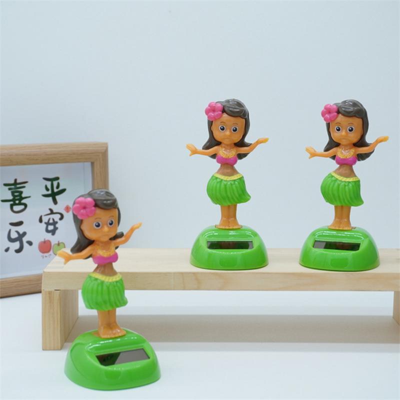 Украшения для приборной панели на солнечных батареях, качающаяся гавайская девушка, танцующая фигурка, украшения для приборной панели, юбка из травы, автомобильные принадлежности