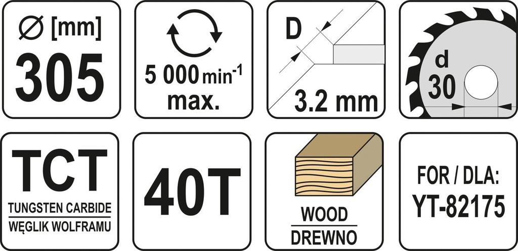 WOODEN DISC 305X40TX30MM YT-60783 YATO