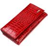 Bright Women's Wallet Made of Genuine Leather with Crocodile Embossing CANPELLINI 21852 Red
