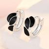 925 Sterling Silver Hoop Earrings Black Leaf Earring for Women Fashion New Jewelry Girl Party Gift Jlkfjla