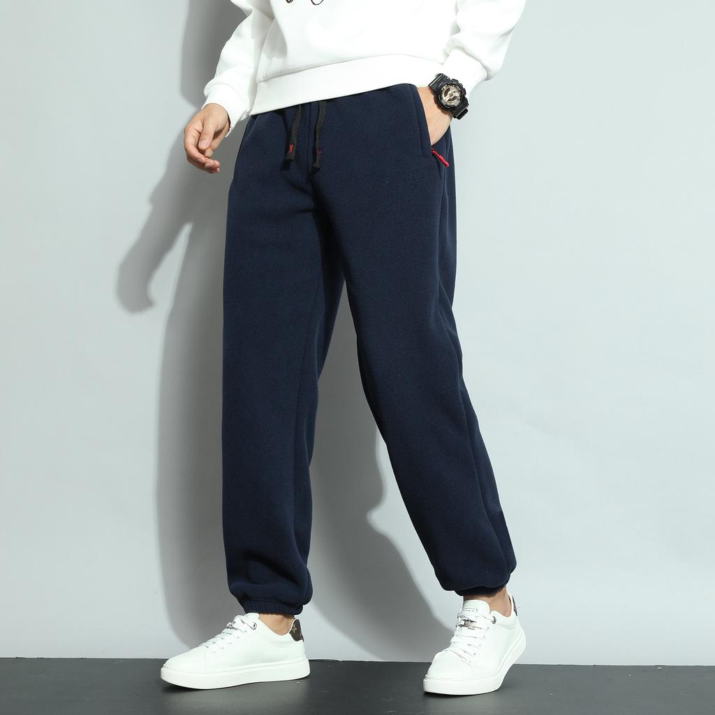 Мужские флисовые спортивные штаны, зимние теплые брюки, повседневные длинные брюки для бега, разноцветные осенние мужские однотонные спортивные штаны