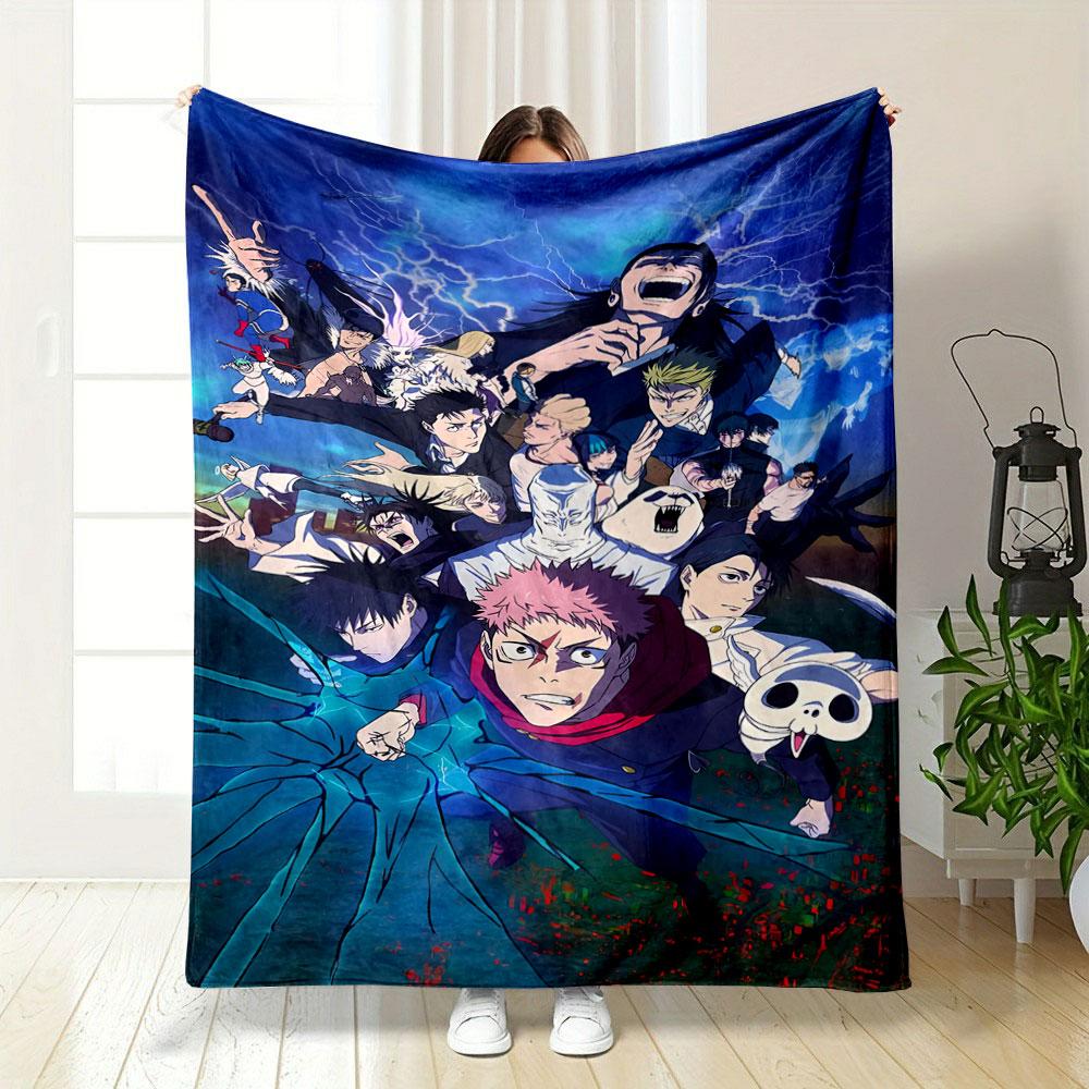 Grouped Characters In Action Poses with Lightning and Glowing Effects. for All Seasons Blanket Lunch Break Throw Gift