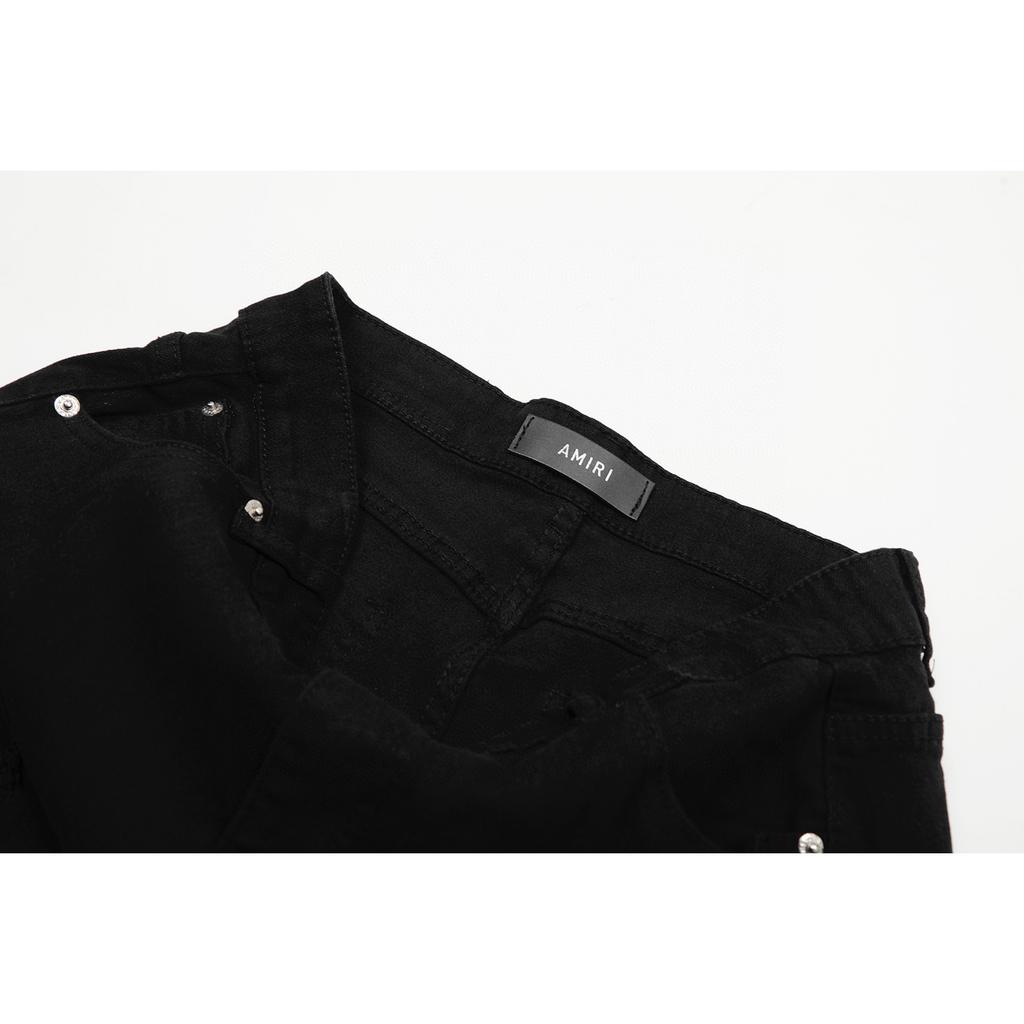 M02 Джинсы в американском стиле унисекс от Amiri, модные, с тканевыми нашивками, дырками, вышивкой, повседневные и модные брюки для хай-стрит