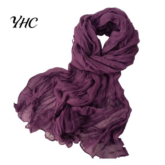 Winter Scarf Accessory Women Solid Color Pleated Long Retro Autumn Warm Soft Vintage Inspired