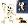 Dog Theme Pin Halloween Skeleton Dachshund Brooch, Running Alloy Lapel Costume Accessory Pin, Enamel Badge for Clothing Bags Hats Scarves Backpack