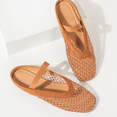 Дышащие туфли Мэри Джейн из французской сетки на плоской подошве, женская обувь 2025, новые весенне-летние, ретро, дышащие и удобные