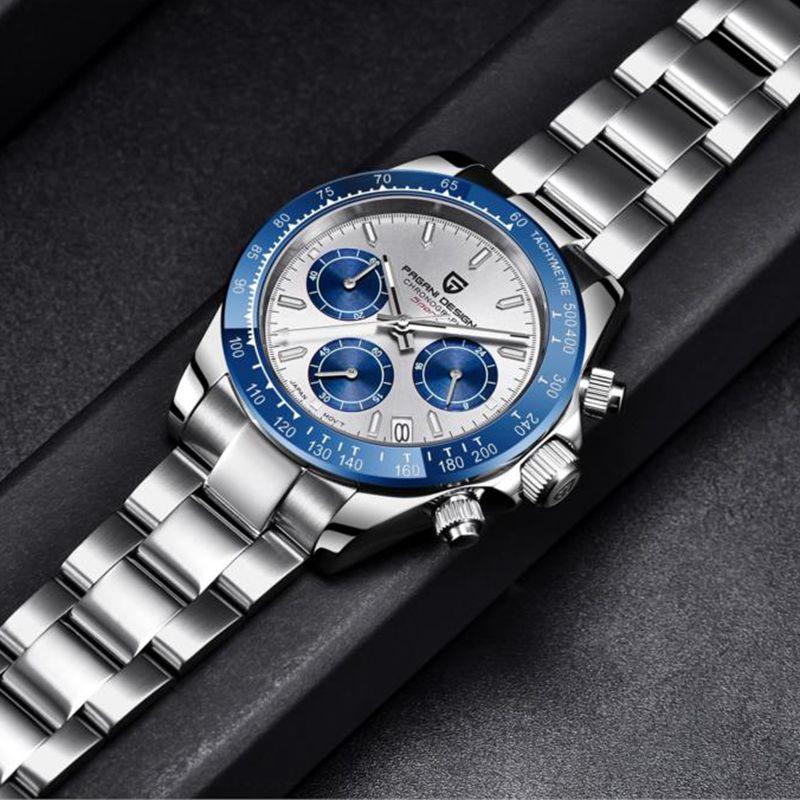 Pagani Design Лучшие бренды мужские спортивные кварцевые часы с сапфиром из нержавеющей стали водостойкий хронограф класса люкс Reloj Hombre