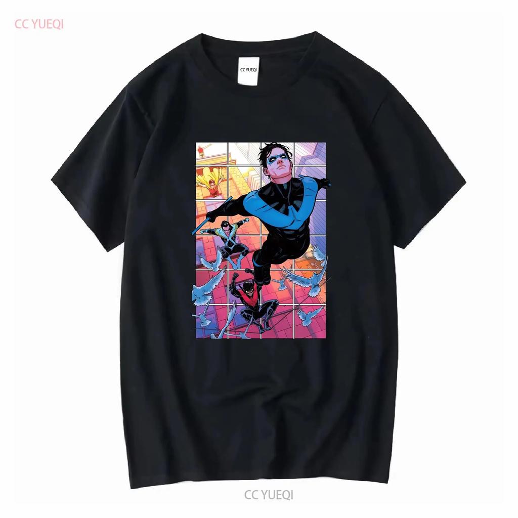 Nightwing T Shirt Long or Short Sleeves Vintage Washed Top For Everyday Wear Graphic Versatile Comfortable Stretched Soft