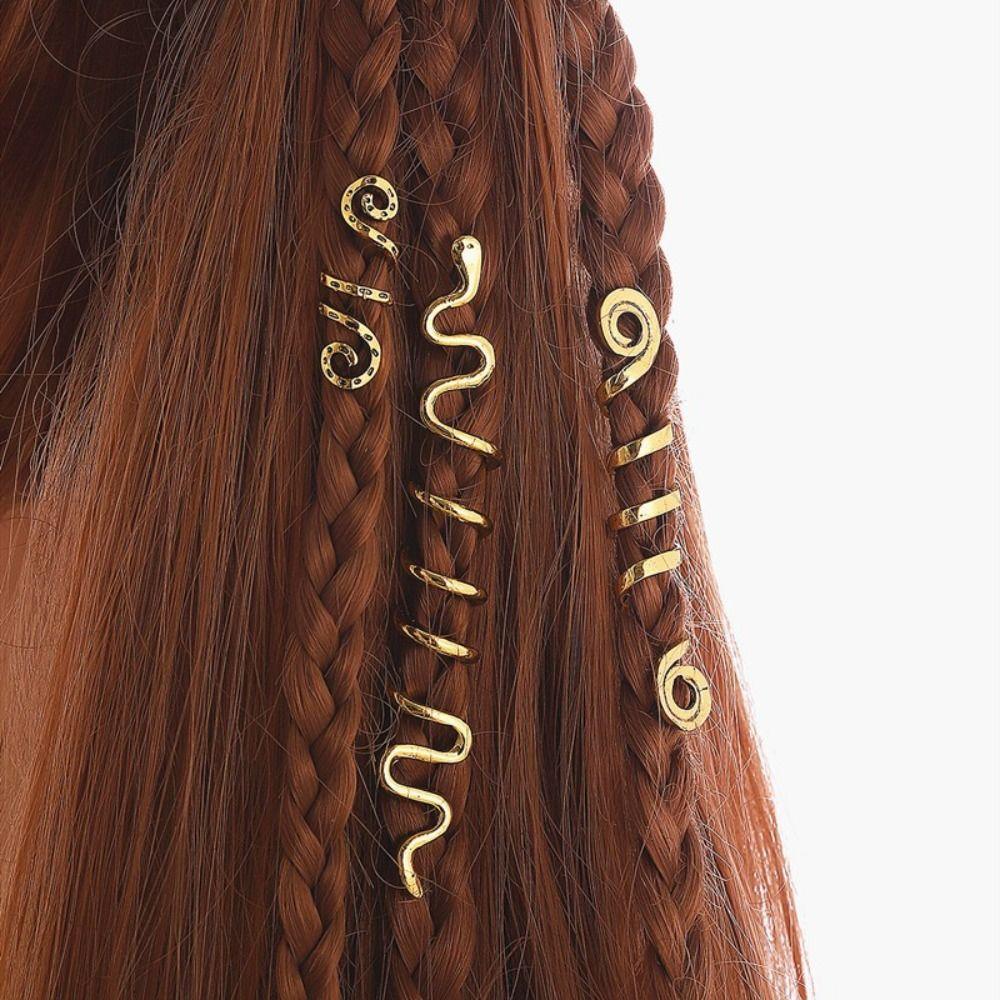 3pcs Metal Cuff Clips Viking Beads Celtic Knot Dreadlock Beads Hair Braid Rings for Women Girls