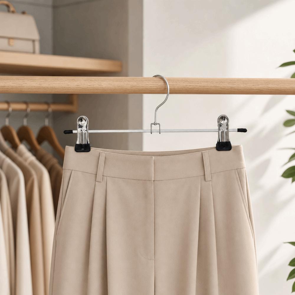 2pcs Space-Saving Pants Hangers Stainless Steel Underwear Hanger Portable Clothes Rack Dorm Use