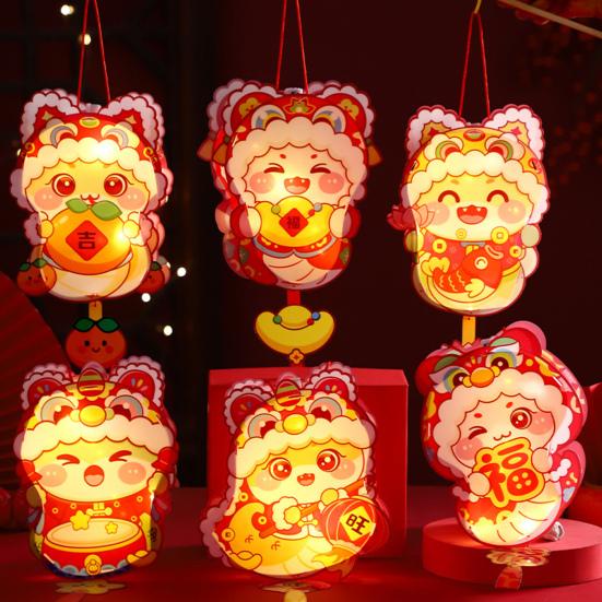 Yousheng Chinese Lantern Making Kit DIY New Year Handheld Lantern Battery-Powered Easy Assembly Cartoon Snake Lantern for The Spring Festival