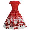 Women's Retro Positioning Print Short Sleeve Dress Christmas