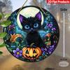 2D Flat Pendant, 2D Flat Design of Black Cats and Pumpkins, Perfect for Porches, Windows, Gardens and Living Room Gifts