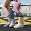 Rain Shoes Women's Medium Tube Fashion Outer Wear Waterproof Rain Boots Kitchen Integrated Velvet Warm Non-slip Wear-resistant Water Shoes Women