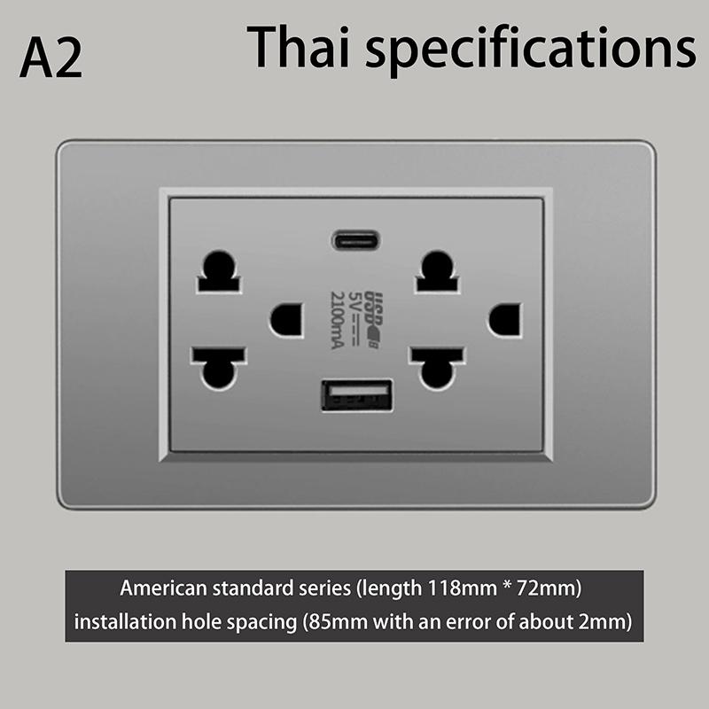 Новое 5 В 2,1 А USB Type-c Зарядное устройство Стандарт Таиланда 118 мм Бытовая Панель Тайский Универсальный Настенный Выключатель Серия Розеток