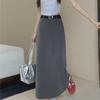 2024 Light Mature Style High Waist A-Line Skirt for Women - Summer Slim Split Mid-Length