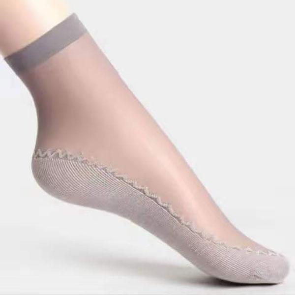 5/10 Pairs Spring Summer Women Soft Socks Thin Silk Socks Non-Slip Bottom Splice Fashion Transparent Ladies Breathable Sock