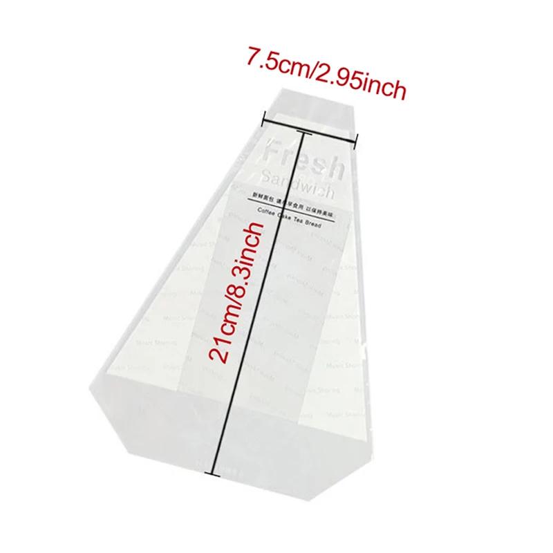 100 штук оберток для сэндвичей, специальные одноразовые, легко рвущиеся, прозрачные, треугольные, для выпечки тортов, хлеба, упаковочные пакеты