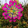 Colorful Rotating Wind Spinner Standing Lawn Flower Pinwheel  Outdoor Party Picnic Decor