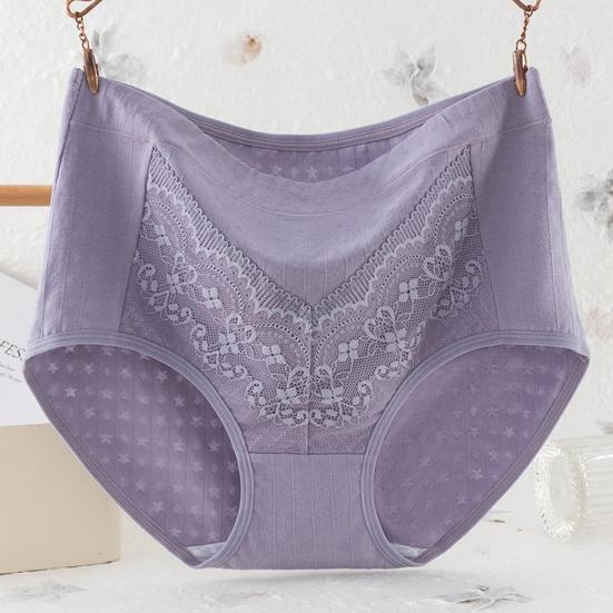 Mid-aged Women Panties Lace Hgh Waist Tummy Control Seamless Solid Color Good Breathability Lady Underpants Female Daily Underwear