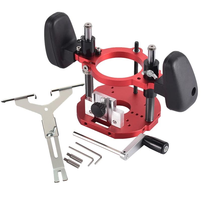 2 In 1 Compact Router Plunge Base, For 65mm Universal Motor Router Lift For Woodworking Benches Table Saw Aluminum Alloy Tool