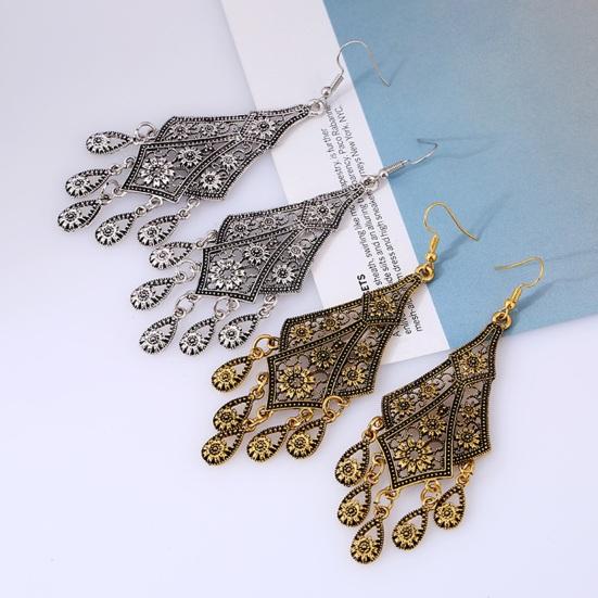 1 пара женских винтажных резных кисточек с кисточками, полые серьги с цветочным принтом в форме капли воды в богемном стиле