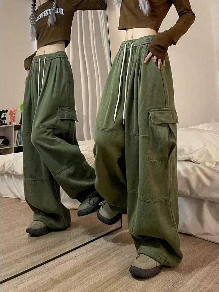 Модные унисекс брюки глубокого синего цвета с широкими штанинами до пола: Крутая, Стильная, Большого размера, Повседневная Весенне-летняя Рабочая одежда.