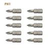 10Pcs Electric Hex Shank Screwdriver Bits PH1 PZ1 PH2 PZ2 PH3 PZ3 Magnetic Anti Slip 25mm For 1/4" Electric Hand Screwdriver