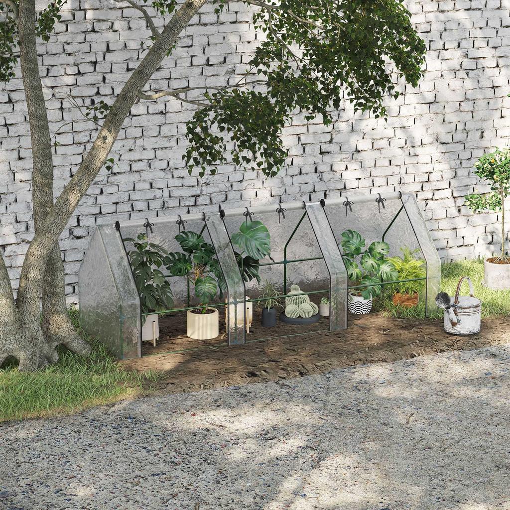 Greenhouse with Zipper Window, Winterproof Foil Greenhouse Made of Steel, Hothouse for Balcony, Garden, 270 x 90 x 90 cm, Tomato House for Tomatoes