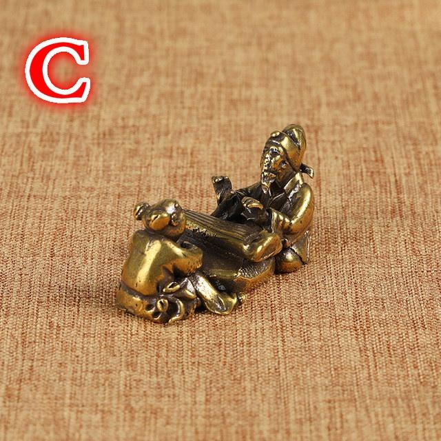 Старинная латунная фигурка старика, играющего в шахматы, каллиграфическая живопись, миниатюрные фигурки, украшения для чайного столика, ремесла, аксессуары, чистая медь
