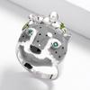 Горячее предложение, милое кольцо с изображением животных, эмалированное цирконие, голова леопарда, милое классное кольцо, модные украшения в виде персонажей мультфильмов