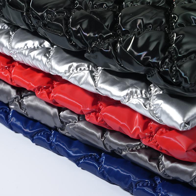 Ultrasonic Quilted Wireless Fabric Plaid Down Jacket PU Handbag Leather Fabric