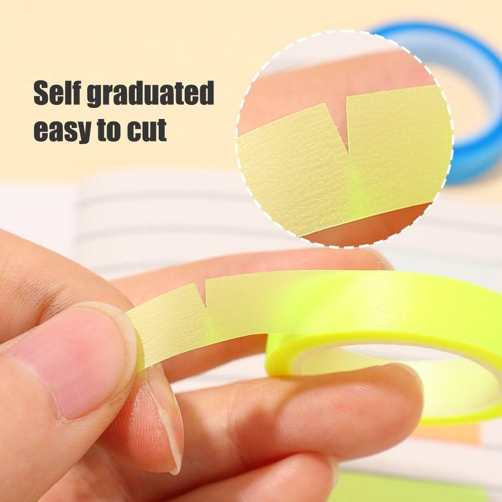 5 Rolls Highlighter Sticker PET Marking Sticker Fluorescent Index Tabs School Office Supplies