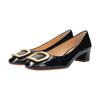 Pumps Round Toe Low Heel Buckle Pumps F41003 Black Enamel Cm [Fabiorsconi] Women's 24.5