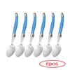 6pcs Laguiole Dinner Spoon  8'' Stainless Steel Long Handle Table Spoons White Cutlery Black Big Serve Scoop Set Dinnerware