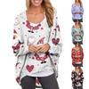 Women's Christmas Printed Tops Casual Loose Off-the-shoulder Long Sleeve T-Shirt