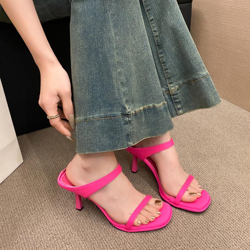 Fashion Brand Female Shoes 2024 New Luxury Summer Women's Slippers Fashion Elegant Stilettos Shoes Ladies Outdoor High Heel Sandalias