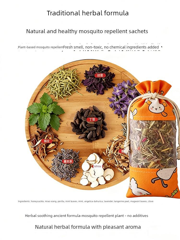 Traditional Chinese Medicine Mosquito-Repellent Sachet with Mugwort, Mosquito-Killing Incense Bag, Summer Mosquito Repellent Magic Tool, Herbal