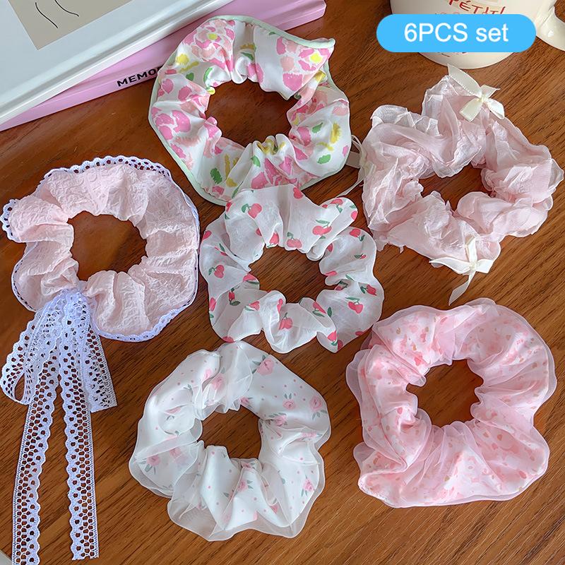 1 комплект простых симпатичных резинок для волос в клетку с цветочным узором в горошек, эластичная резинка для волос, милые аксессуары для волос, подарки