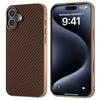 For iPhone 16 Case Electroplating Phone Cover Carbon Fiber Texture PU+TPU Protective Case - Green