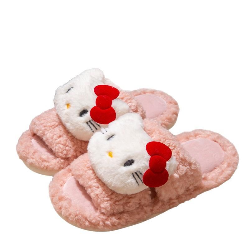 Осень и зима милые мультяшные плюшевые теплые домашние комнатные хлопковые тапочки женские однословные нескользящие пушистые тапочки женские зимние